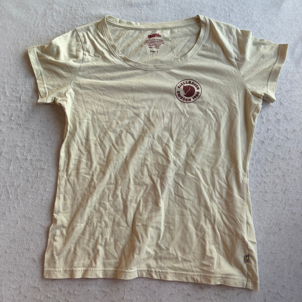 Fjallraven Logo T-Shirt Womens L Cream Short Sleeve Outdoor Casual